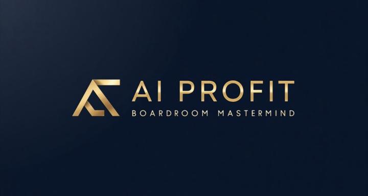 AI Profit Boardroom Mastermind logo in gold text on a dark blue background, representing exclusive AI business training and community.